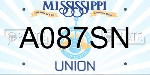 A087SN Mississippi License Plate