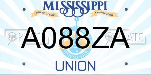 A088ZA Mississippi License Plate