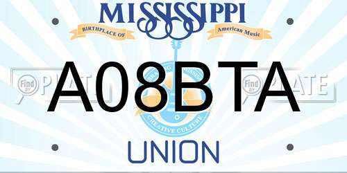A08BTA Mississippi License Plate