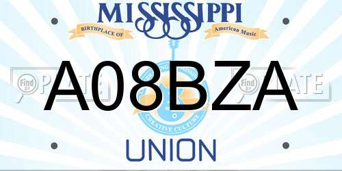 A08BZA Mississippi License Plate