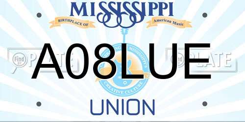 A08LUE Mississippi License Plate
