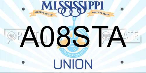 A08STA Mississippi License Plate