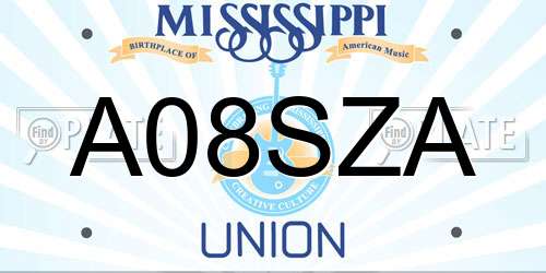 A08SZA Mississippi License Plate
