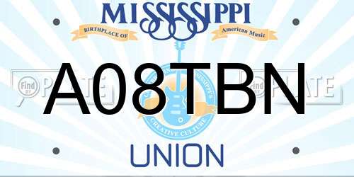 A08TBN Mississippi License Plate