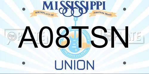 A08TSN Mississippi License Plate