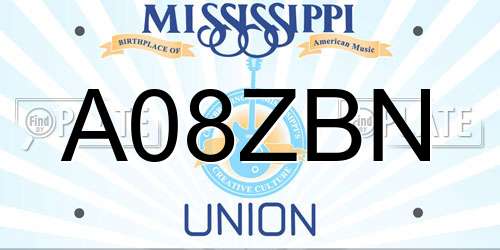 A08ZBN Mississippi License Plate
