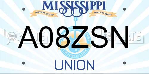 A08ZSN Mississippi License Plate
