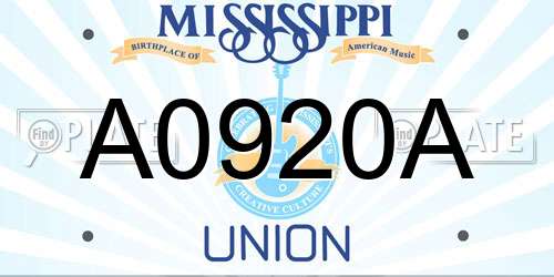 A0920A Mississippi License Plate