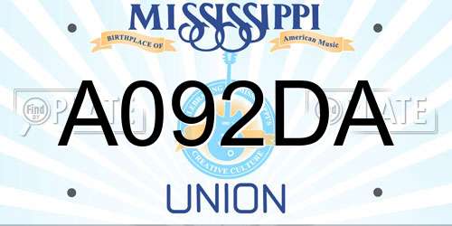 A092DA Mississippi License Plate