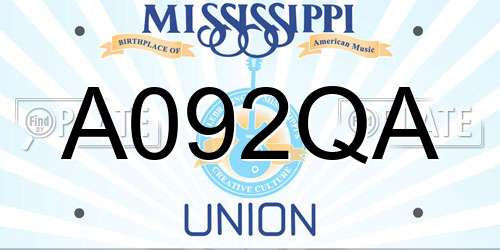 A092QA Mississippi License Plate