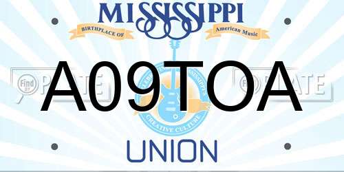 A09TOA Mississippi License Plate