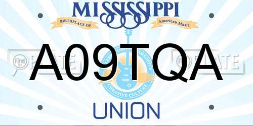 A09TQA Mississippi License Plate