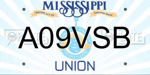 A09VSB Mississippi License Plate