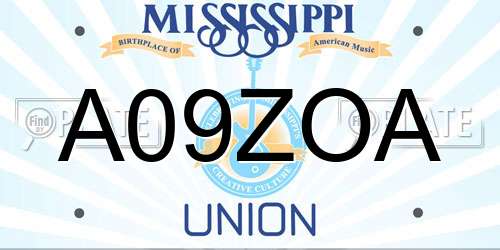 A09ZOA Mississippi License Plate