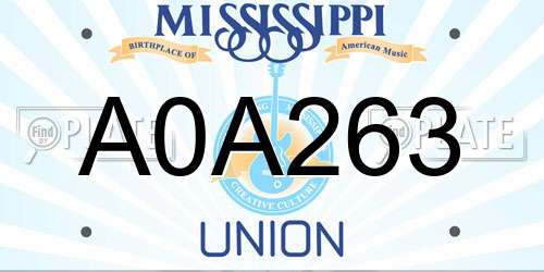 A0A263 Mississippi License Plate
