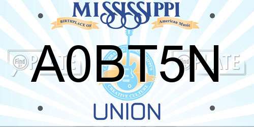 A0BT5N Mississippi License Plate