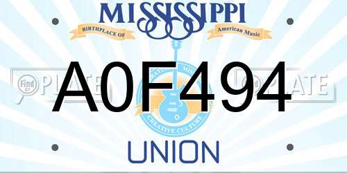 A0F494 Mississippi License Plate