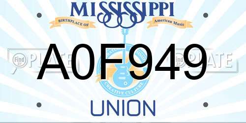A0F949 Mississippi License Plate