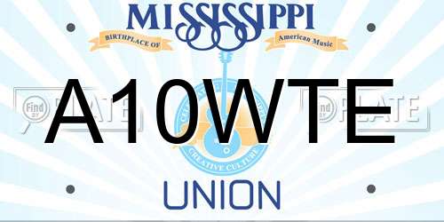 A10WTE Mississippi License Plate