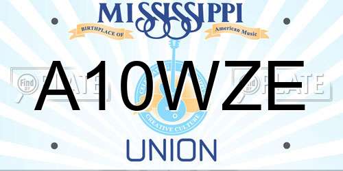 A10WZE Mississippi License Plate