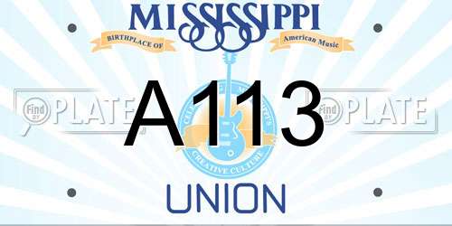 A113 Mississippi License Plate