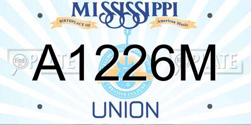 A1226M Mississippi License Plate