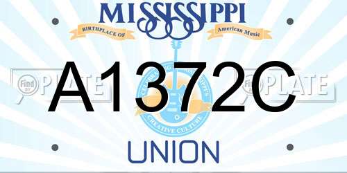 A1372C Mississippi License Plate