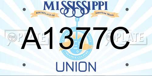 A1377C Mississippi License Plate