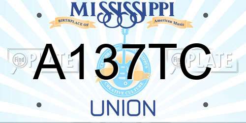 A137TC Mississippi License Plate