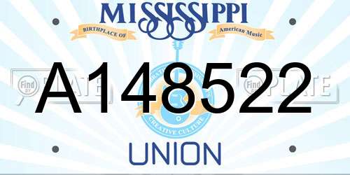 A148522 Mississippi License Plate