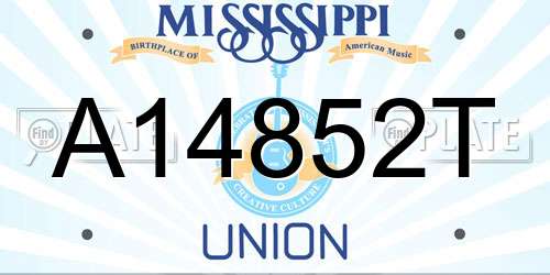 A14852T Mississippi License Plate