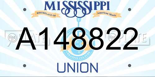 A148822 Mississippi License Plate