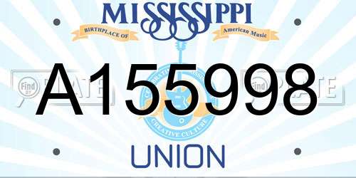 A155998 Mississippi License Plate