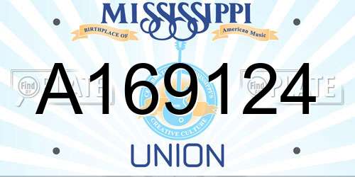 A169124 Mississippi License Plate