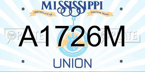 A1726M Mississippi License Plate