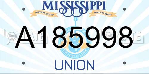A185998 Mississippi License Plate