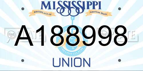 A188998 Mississippi License Plate