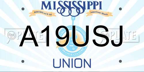 A19USJ Mississippi License Plate