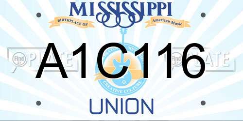 A1C116 Mississippi License Plate