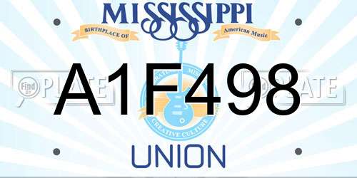 A1F498 Mississippi License Plate