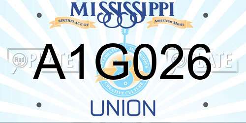 A1G026 Mississippi License Plate