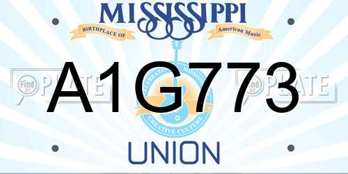 A1G773 Mississippi License Plate