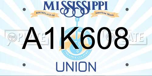 A1K608 Mississippi License Plate