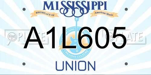 A1L605 Mississippi License Plate