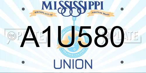 A1U580 Mississippi License Plate