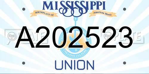 A202523 Mississippi License Plate