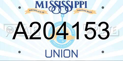 A204153 Mississippi License Plate