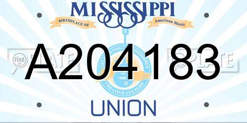 A204183 Mississippi License Plate