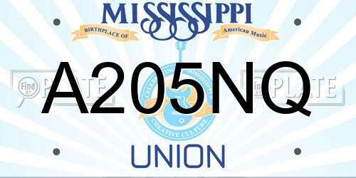 A205NQ Mississippi License Plate