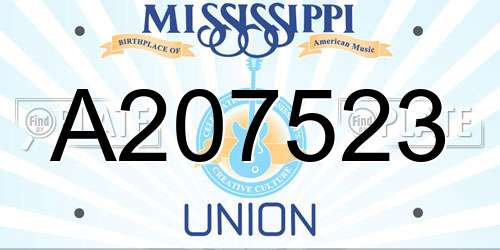 A207523 Mississippi License Plate